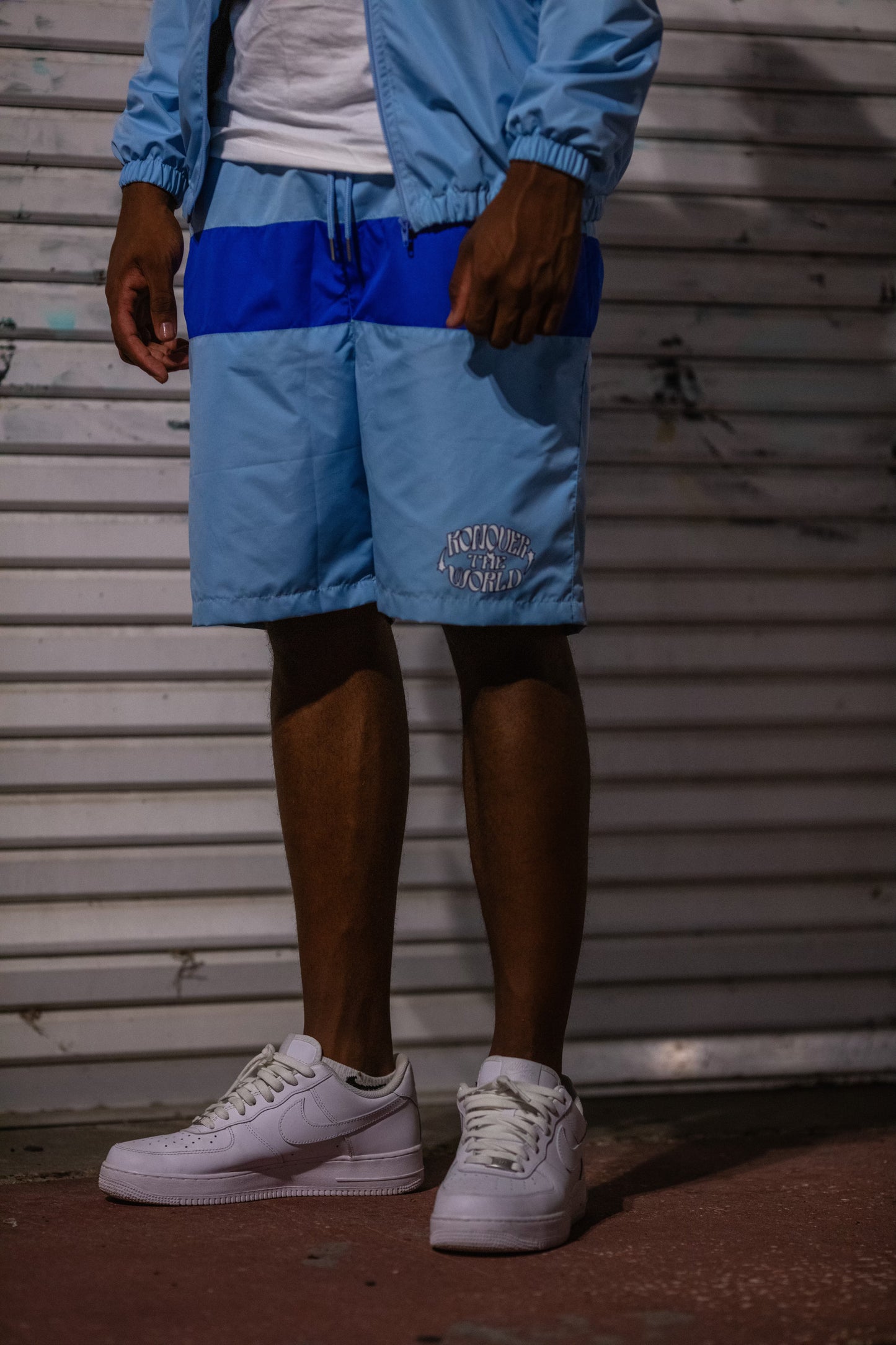 BLUE WINDBREAKER SHORTS