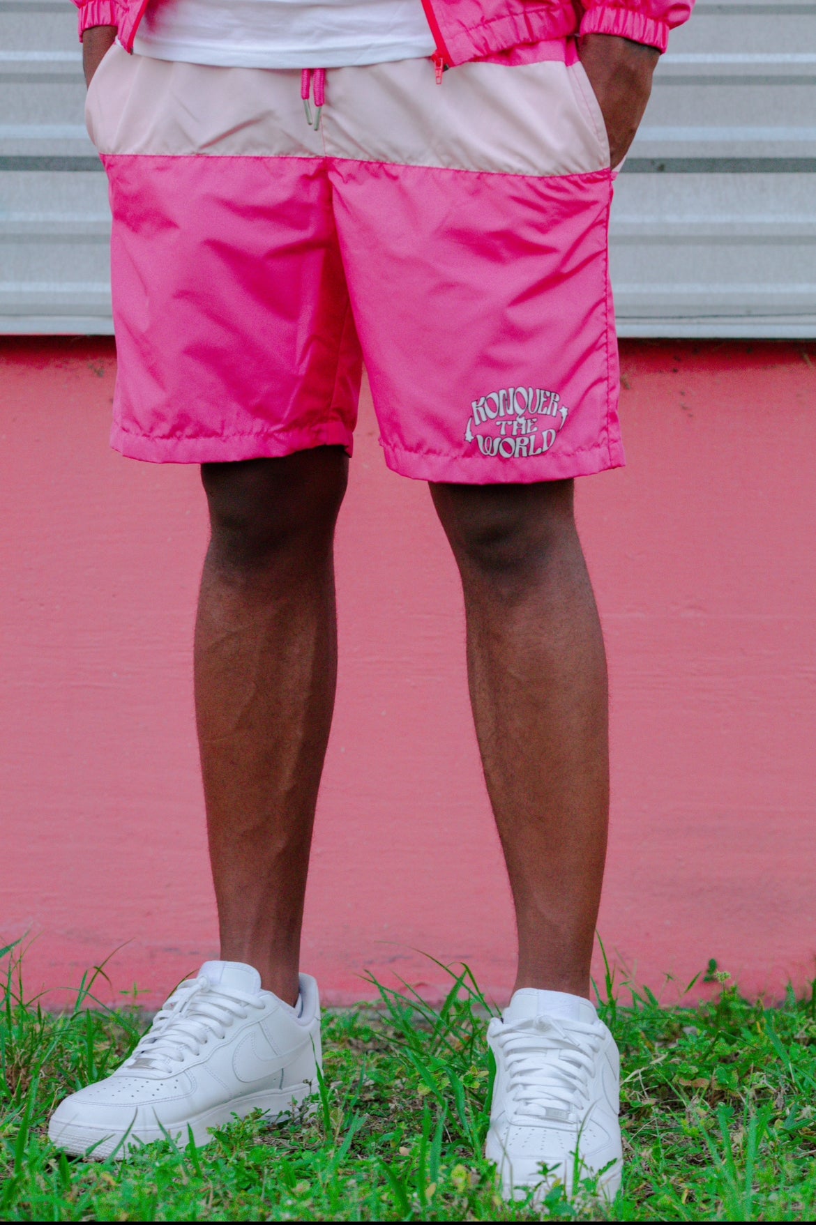 PINK WINDBREAKER SHORTS