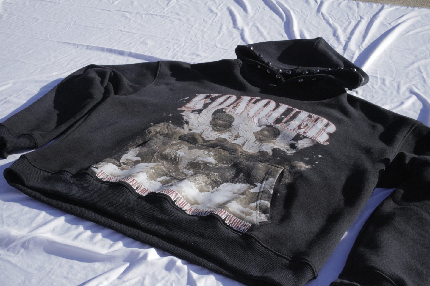 BLACK STUDDED HOODIE