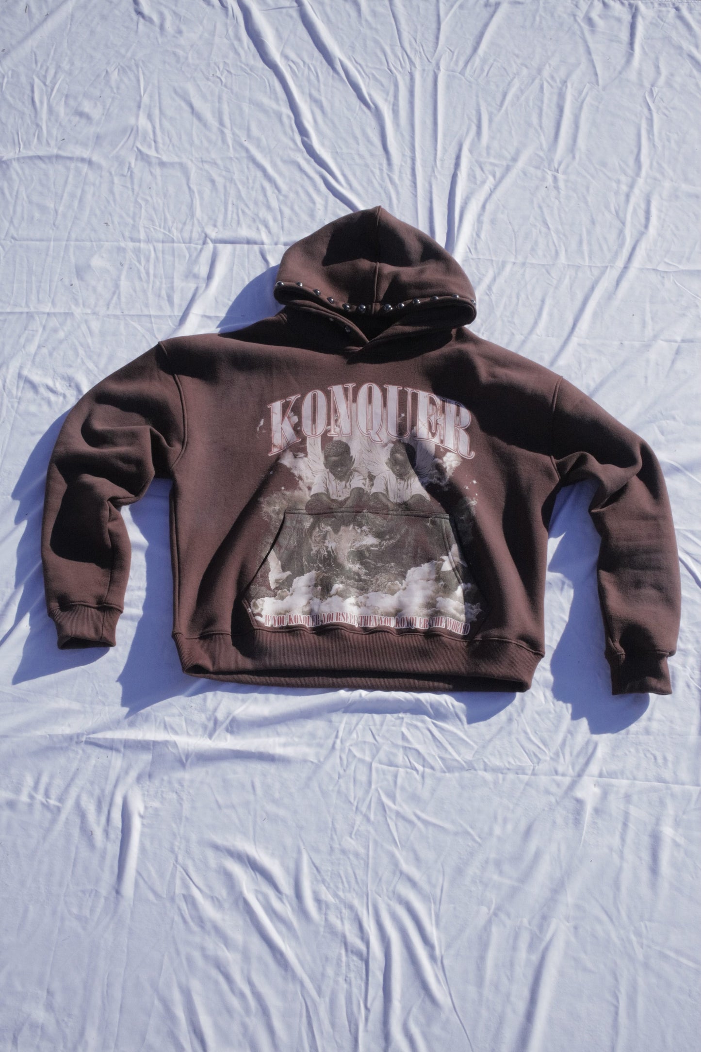 BROWN STUDDED HOODIE