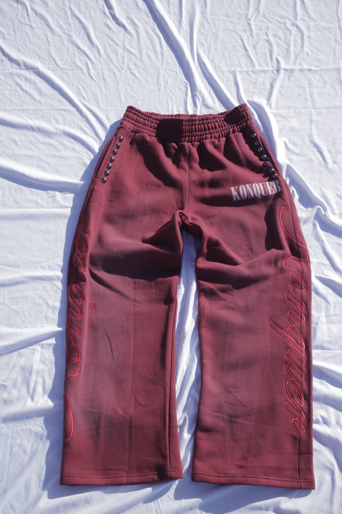 BURGUNDY STUDDED PANTS