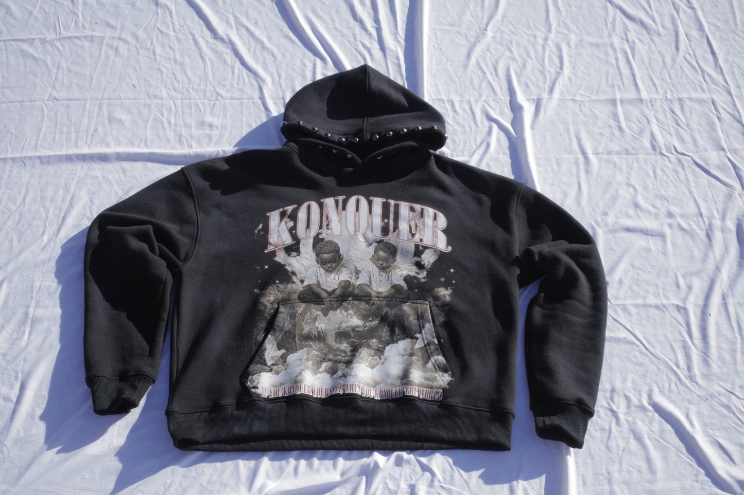 BLACK STUDDED HOODIE