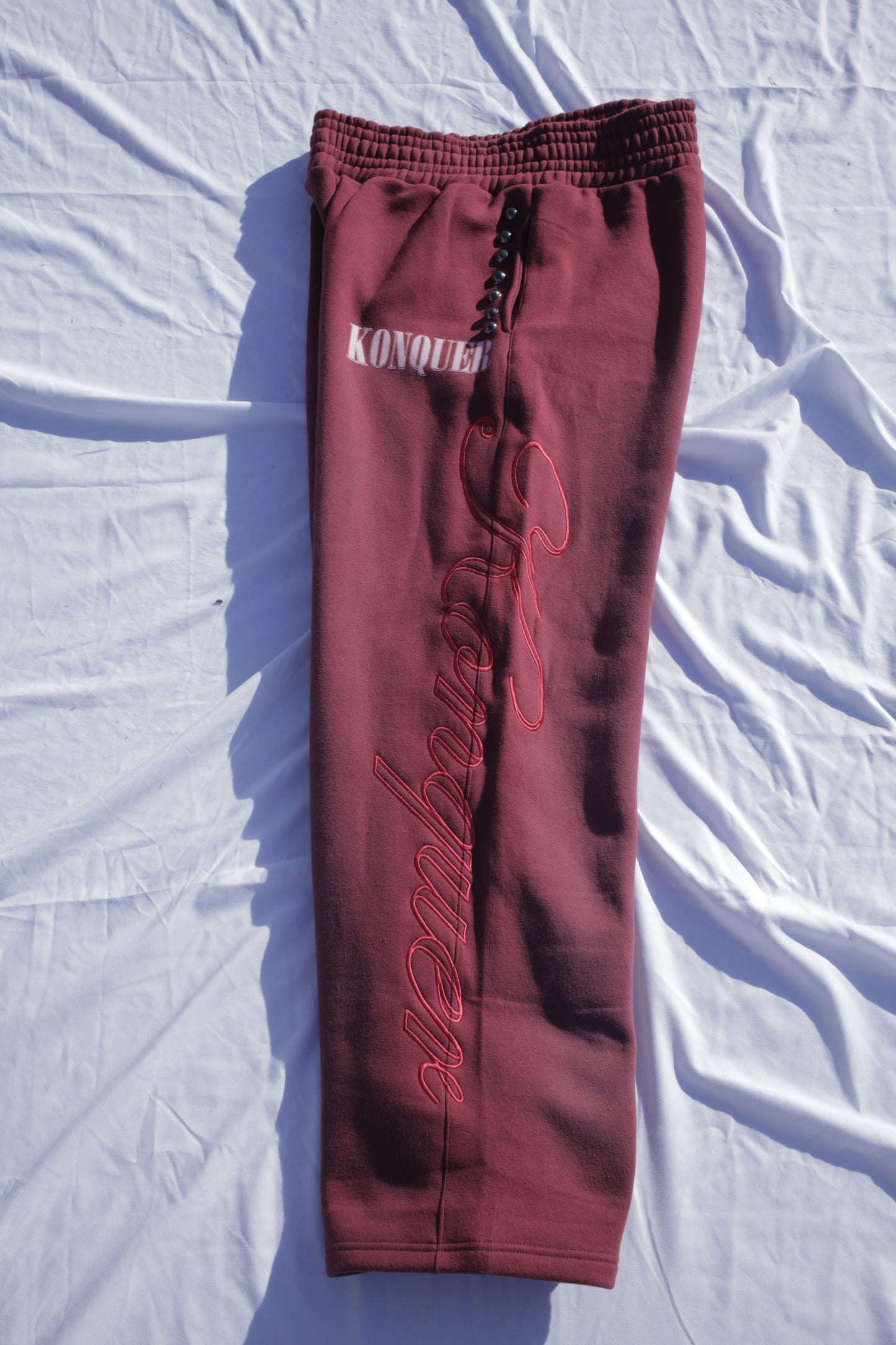 BURGUNDY STUDDED PANTS