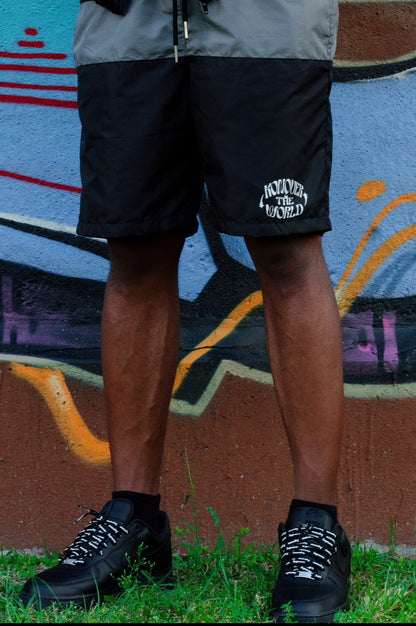 BLACK WINDBREAKER SHORTS