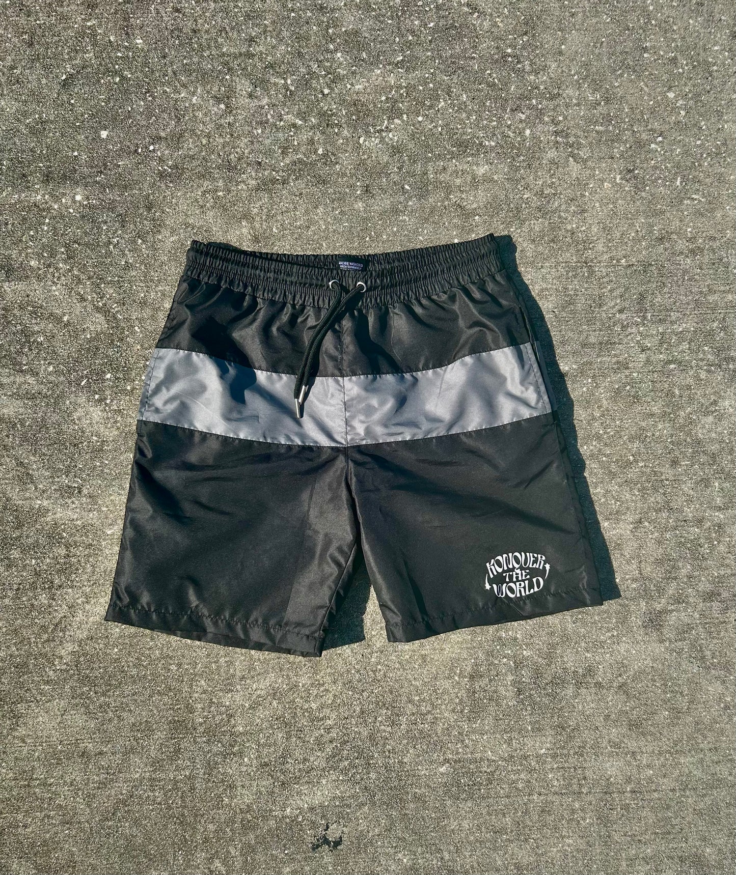 BLACK WINDBREAKER SHORTS