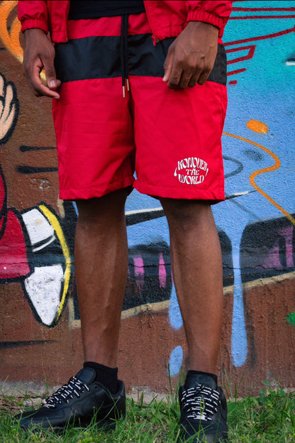 RED WINDBREAKER SHORTS